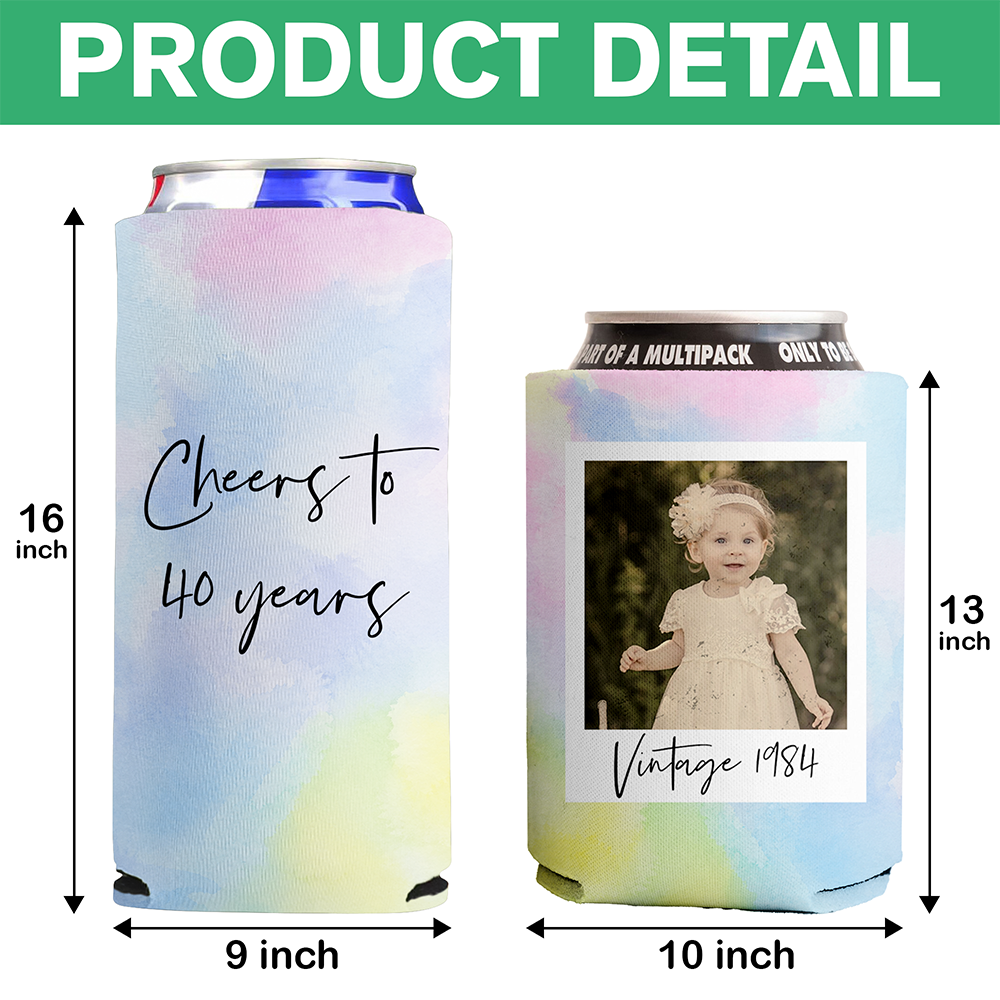 Custom Photo Vintage Birthday Print Full Can Cooler LM32 899905
