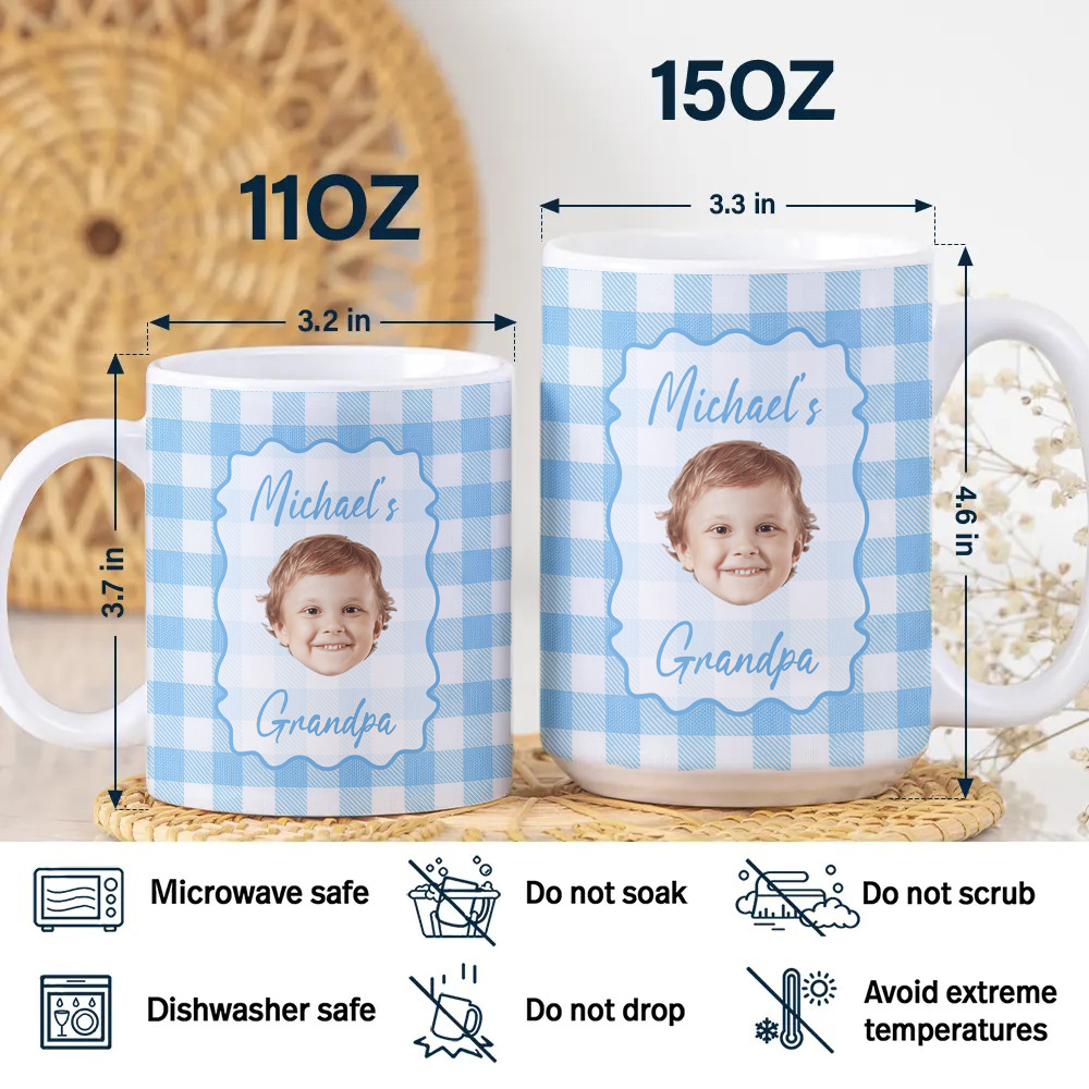 Custom Baby Face Plaid Pattern Print Full Mug - Personalized Gift for Parents LM32 899969