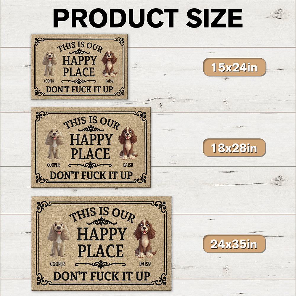 Personalized This Is My Happy Place Welcome Doormat Dog Lover Gift TH10 170487