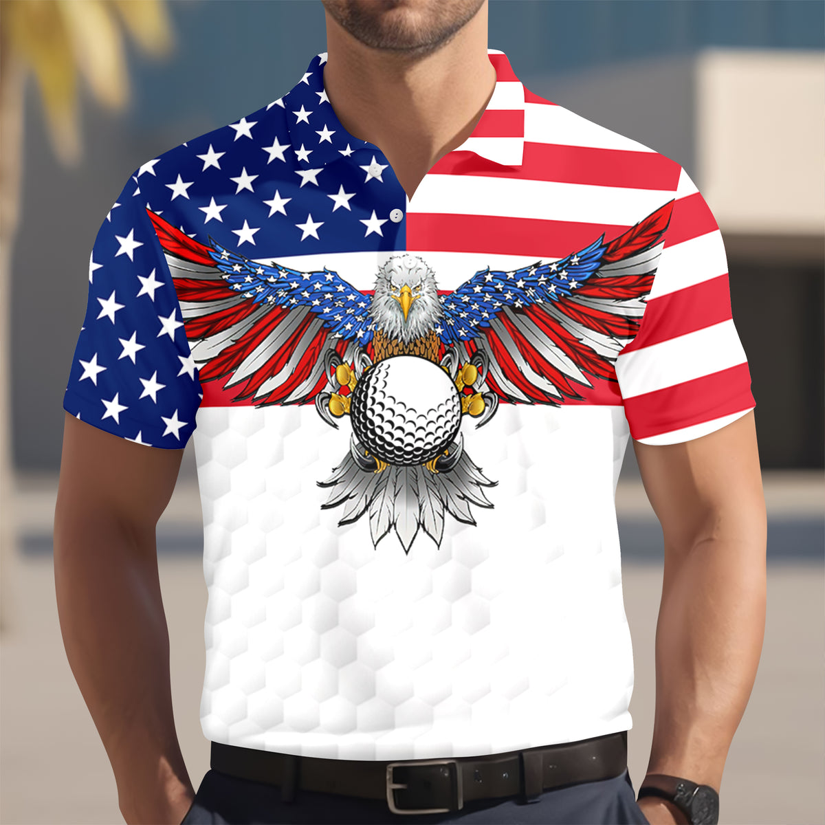 Custom Name Eagle US Flag Personalized Patriotic Polo Shirt HA75 920392