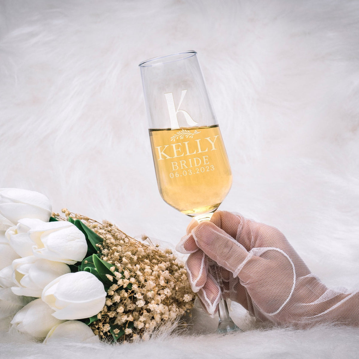 Personalized Champagne Flutes Glass For Bachelorette, Wedding, Bridesmaid Party LM32 899817