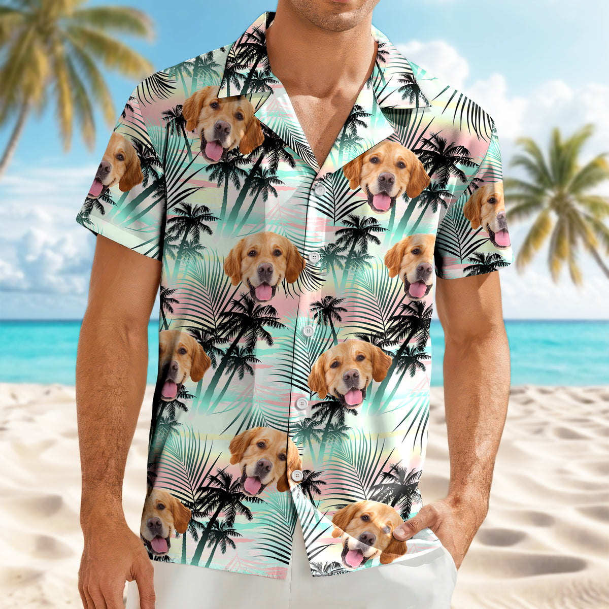 Custom Dog Photo Tropical Summer Hawaii Shirt - Gift for Dog Lovers HO82 902400