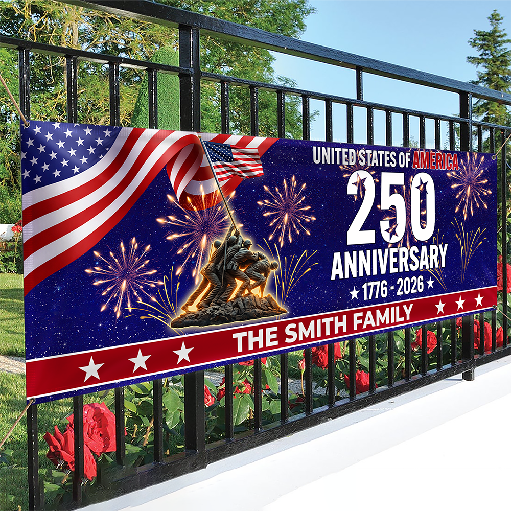 Personalized Family Name 1776-2026 250th Anniversary USA Patriotic Banner HA75 920728
