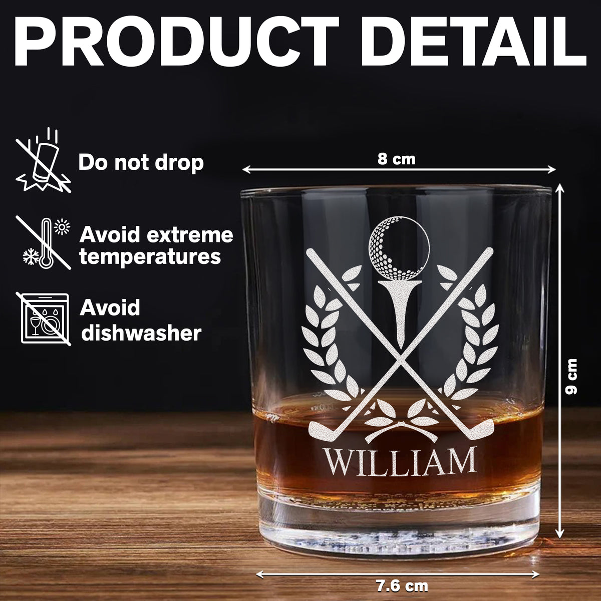 Personalized Father's Day Gift Golf, Best Dad By Par Engraved Whiskey Glass HO82 900906