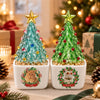 Custom Dog Cat Photo Christmas Wreath Mini Ceramic Pot With Glass Christmas Tree HO82 903626