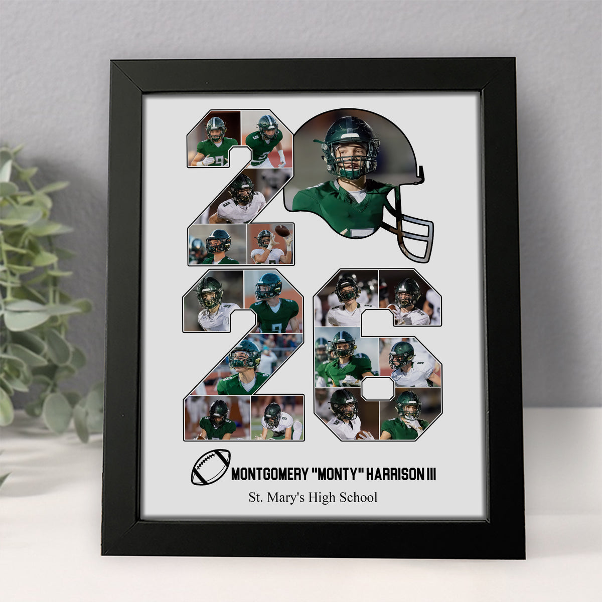 Senior 2026 Football Photo Collage – Personalized Picture Frame Player Gift & Football Keepsake HO82 900308