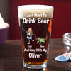 Custom Photo Just Want To Drink Beer And Hang With My Dog For Dog Lovers Print Beer Glass HO82 890778