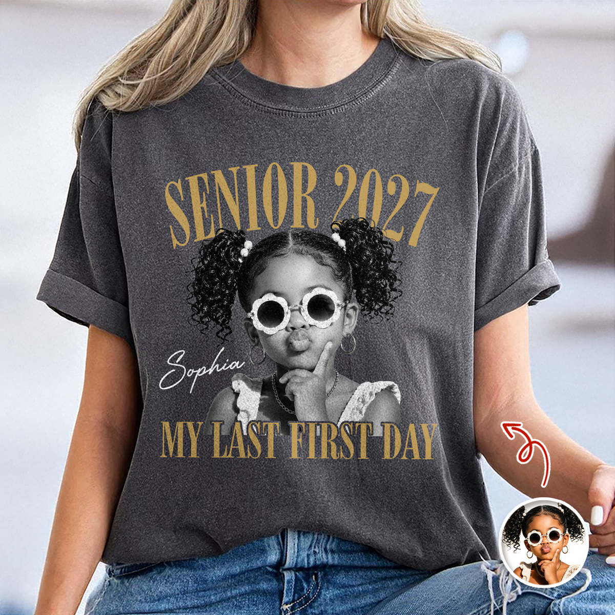 Custom Photo Senior 2027 My Last First Day Comfort Shirt CH07 180354