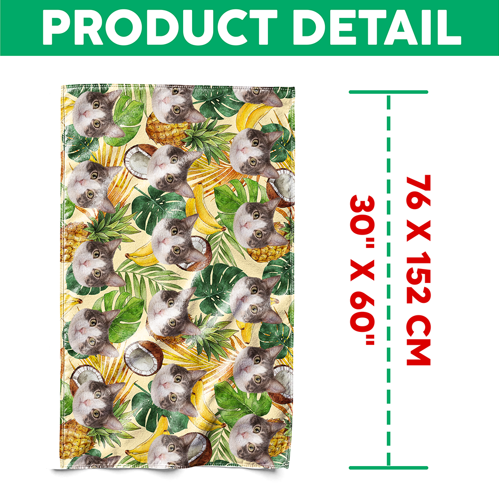 Custom Cute Cat Face Tropical Party Summer Beach Towels LM32 893467