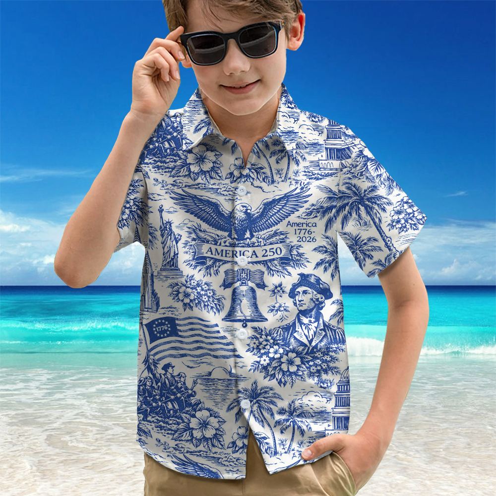 America 250th Anniversary 1776-2026 Toile De Jouy Style Kid Hawaii Shirt TH10 169407