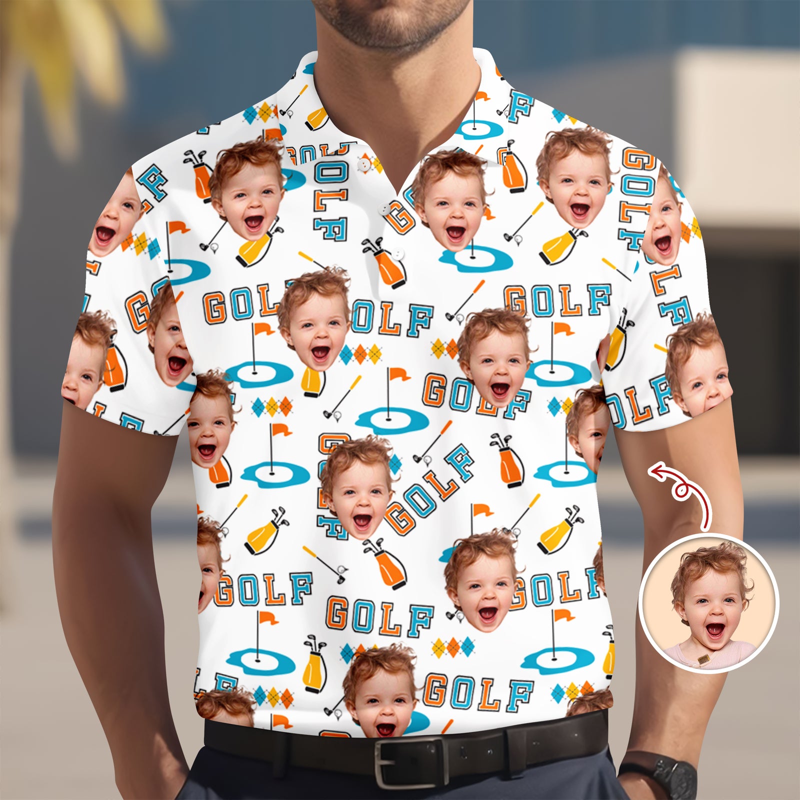 Custom Photo Golf Pattern Polo Shirt - Personalized Gift for Golfer, Golf Lovers HA75 898584