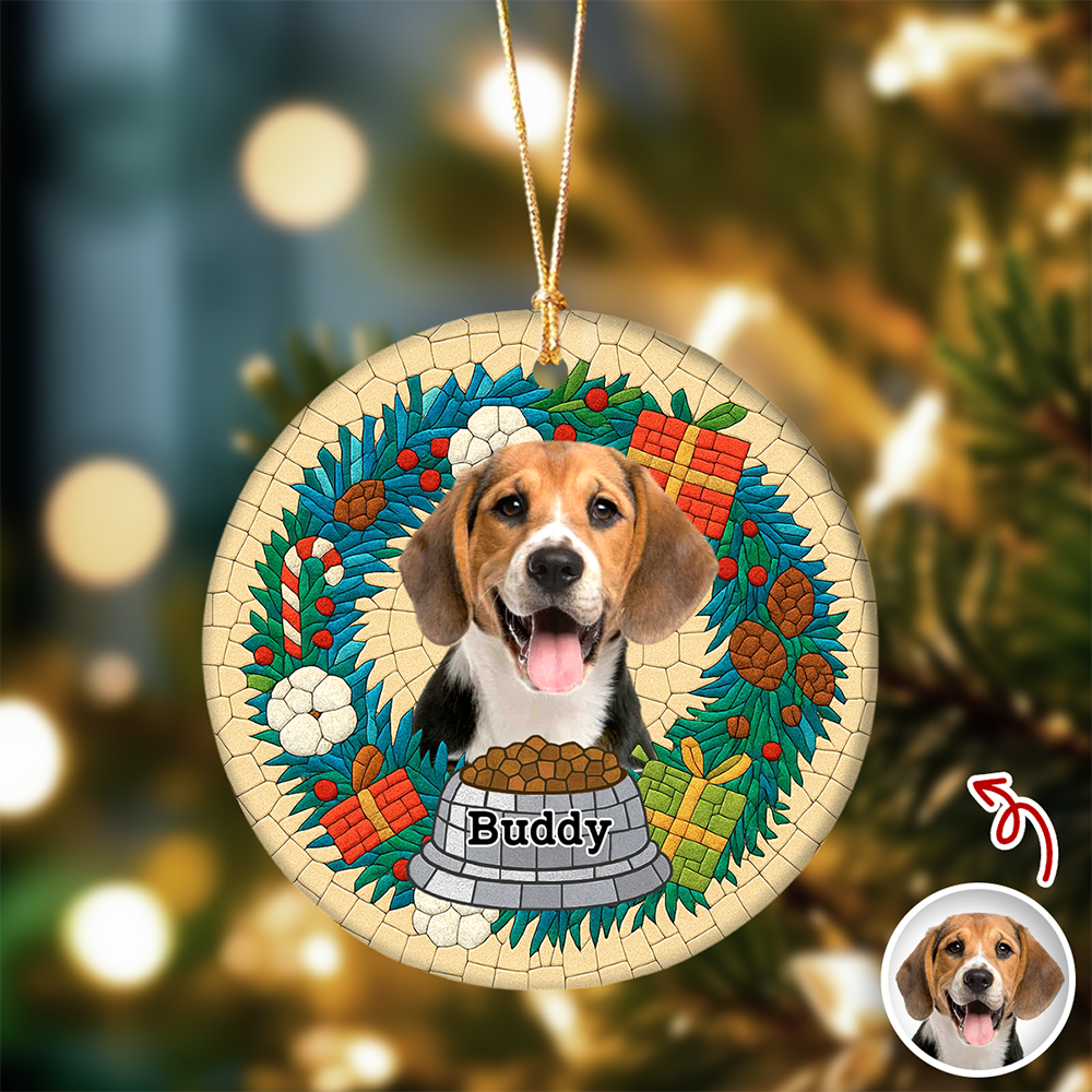 Custom Dog Photo Mosaic Style For Christmas Ceramic Ornament TH10 894805