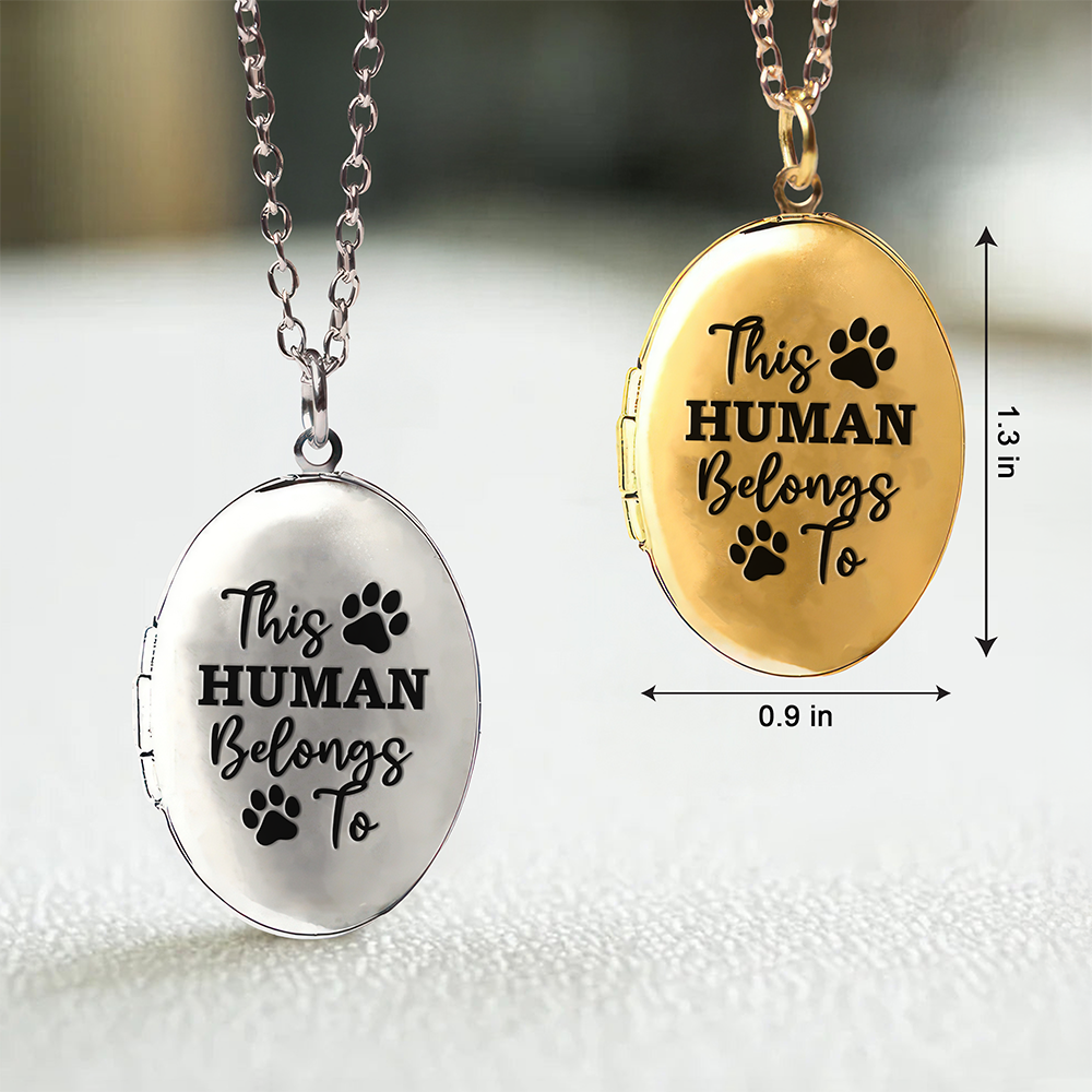 Custom Photo This Human Belongs To Dog Cat Locket Necklace HA75 892990