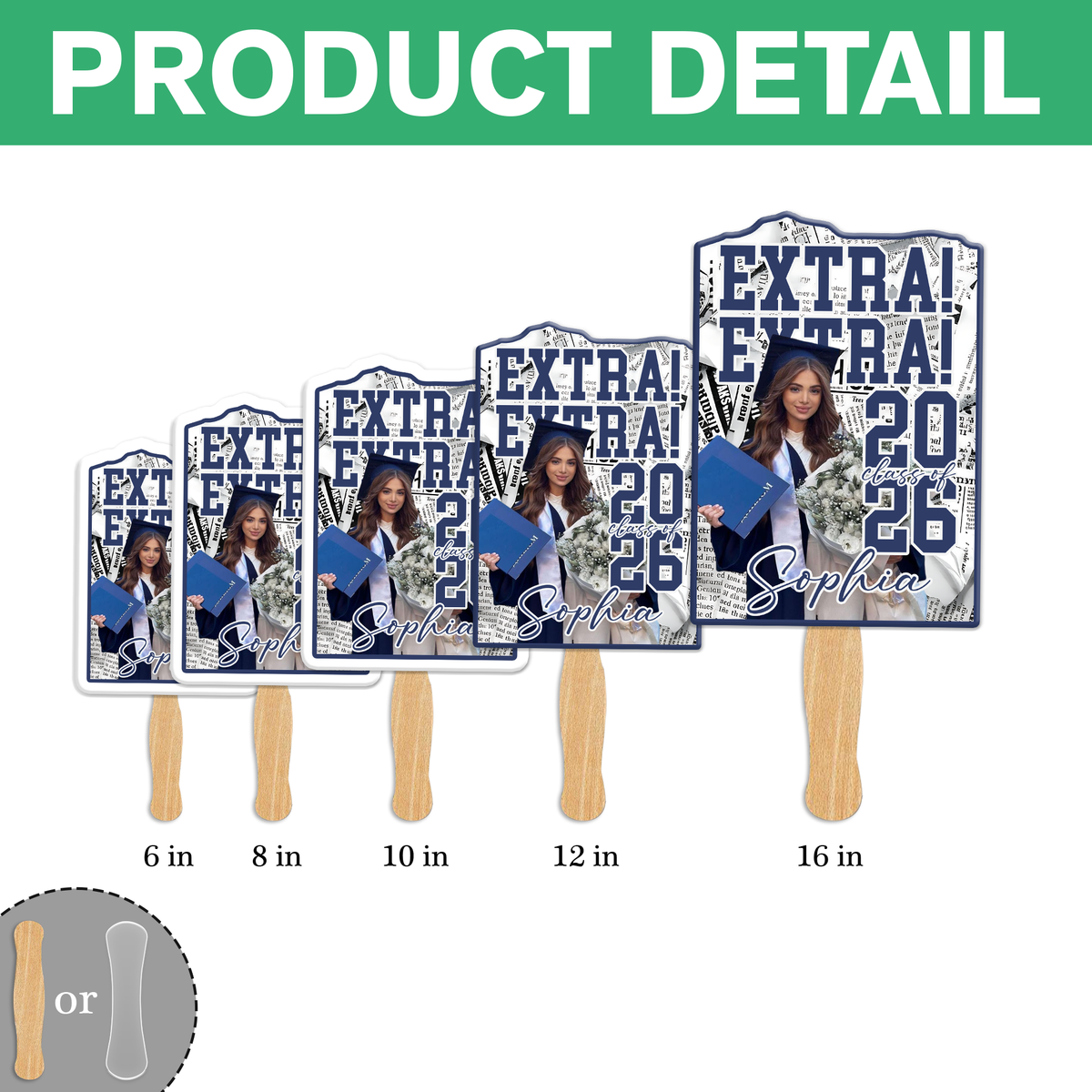 Custom Photo Extra Extra Graduation Class Of 2026 Keepsake Face Fan Gift LM32 897681
