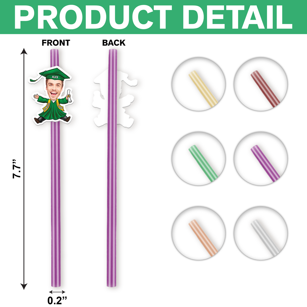 Custom Funny Face Class of 2026 Graduation Decoration Colorful Straws TH10 169129
