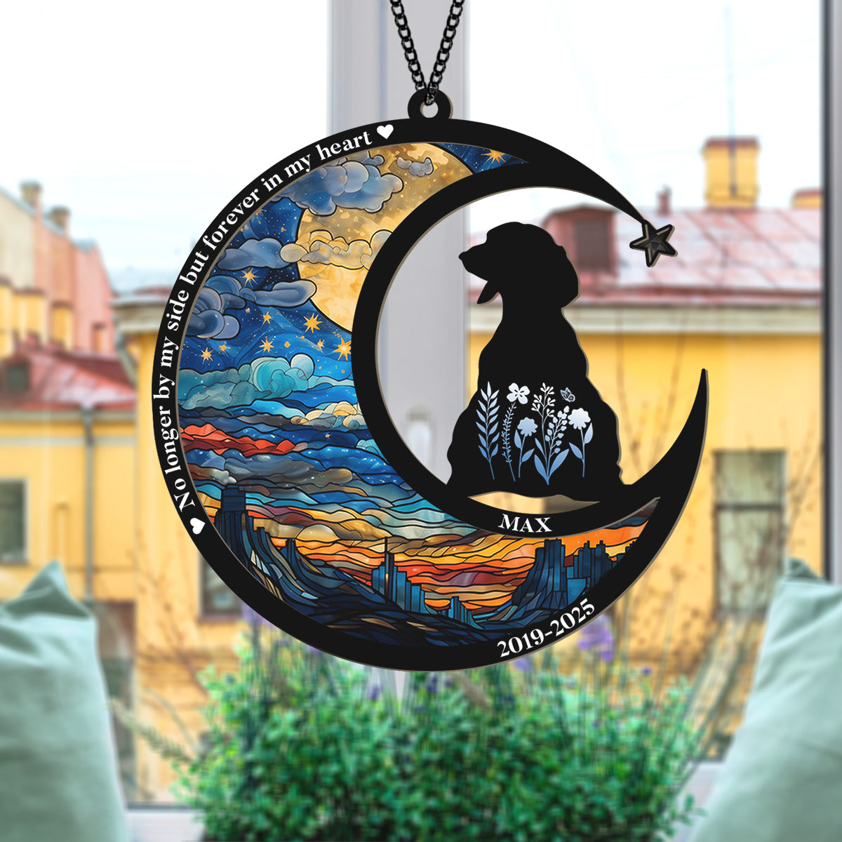 No Longer By My Side But Forever in My Heart Personalized Dog Memorial Suncatcher Gift For Dog Lovers CH07 896216