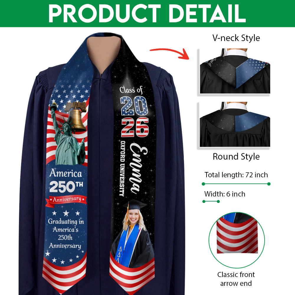 Custom Photo Graduation In America's 250th Anniversary Graduation Stoles CH07 910572