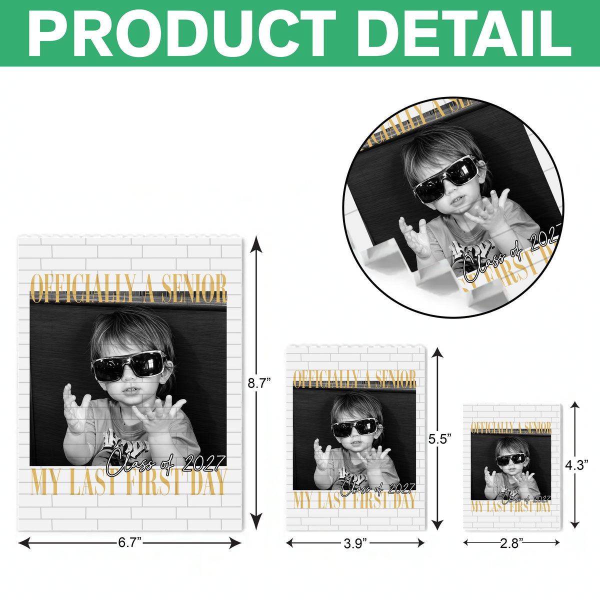 Personalised Vintage Photo And Year Senior - Officially A Senior - My Last First Day Building Block HO82 903298