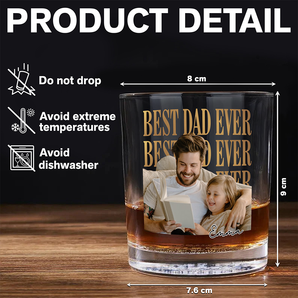 Custom Vintage Photo Best Dad Ever Whiskey Glass - Father’s Day Gift TH10 169843