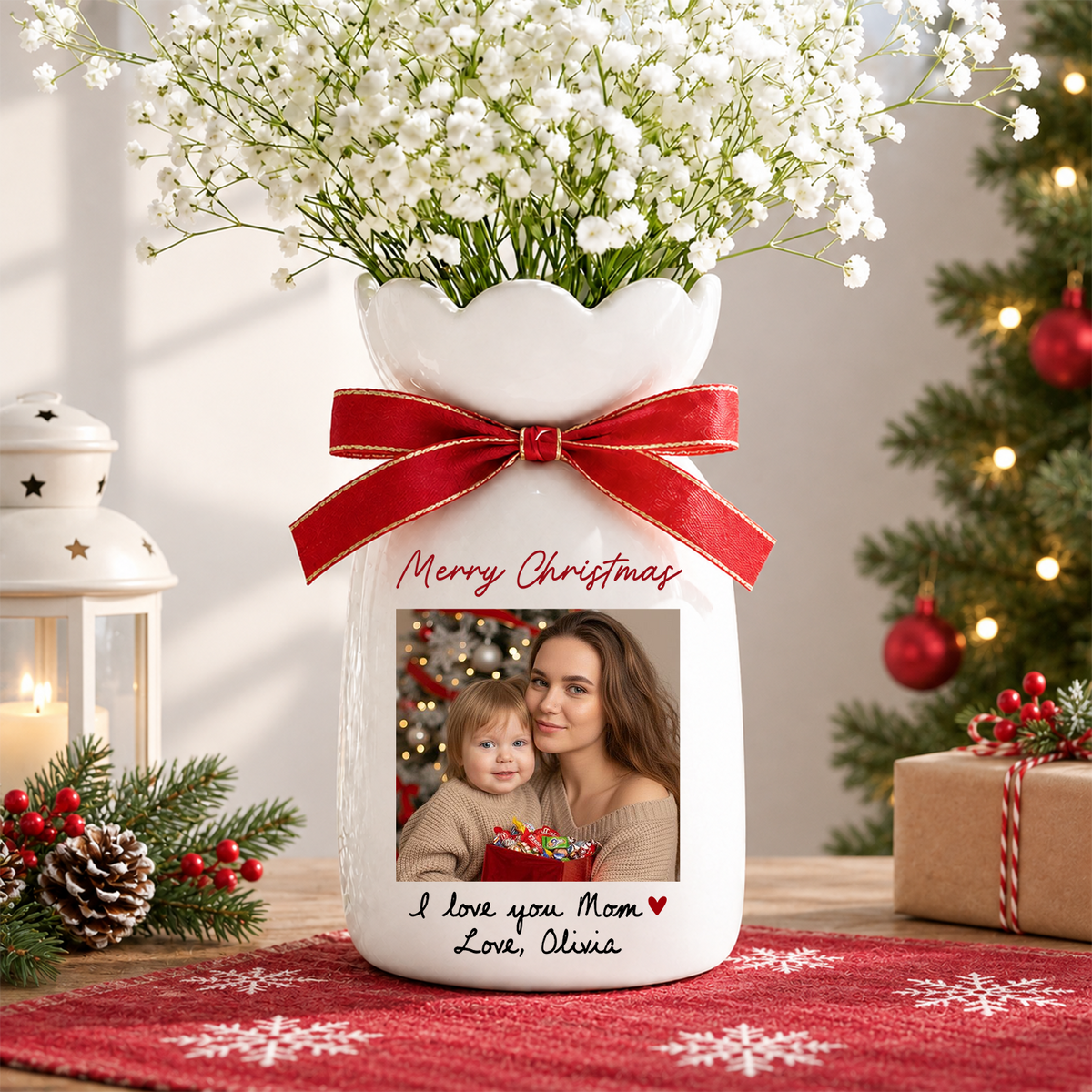 Custom Photo I Love You Mom Flower Vase Christmas Gift LM32 670045