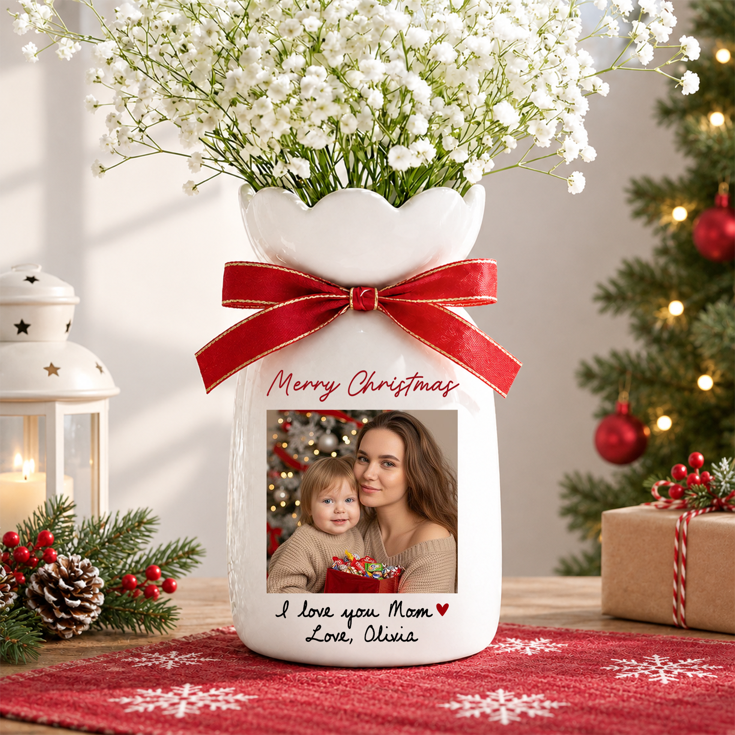Custom Photo I Love You Mom Flower Vase Christmas Gift LM32 670045