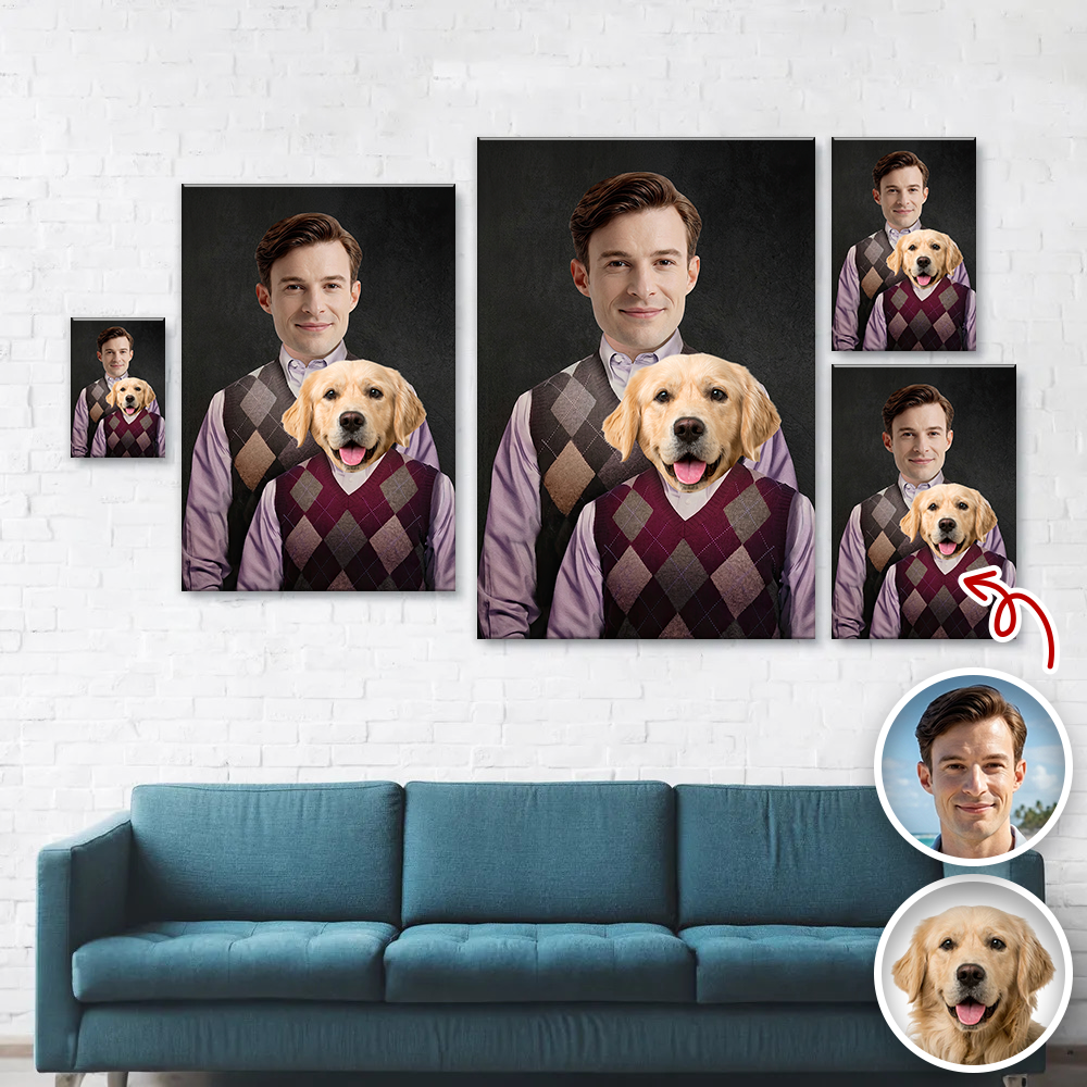 Custom Photo Step Brothers Poster Canvas - Personalized Dog and Owner Portrait TH10 169893