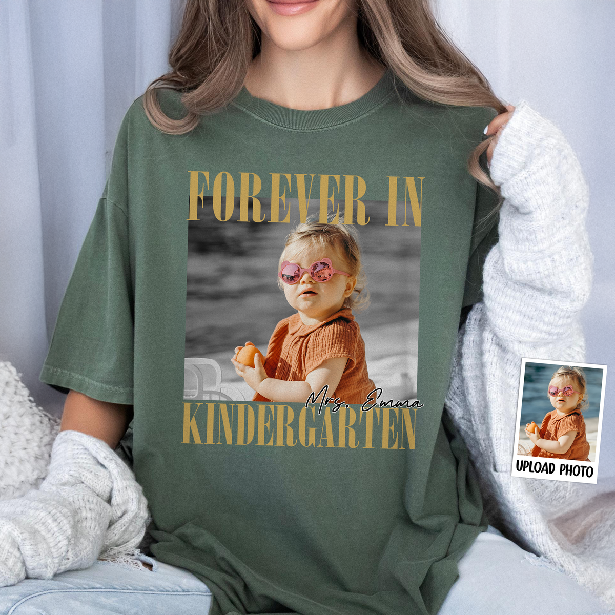 Custom Cute Photo Forever In Kindergarten Retro Style Comfort Shirt LM32 895657
