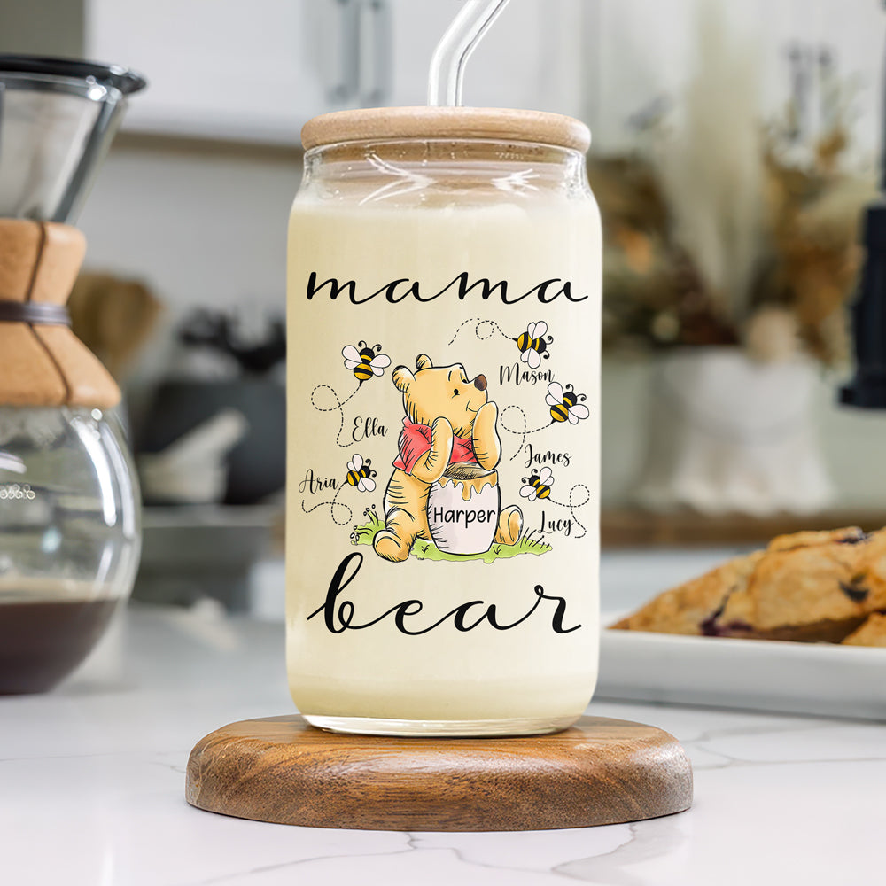 Custom Mama Bear With Baby Bee For Mother's Day Glass Can TH10 892587