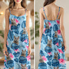 Custom Cat Photo Hawaiian Style Women's V-Neck Cami Maxi Dress For Summer Beach Holiday HO82 893594