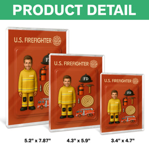 Custom Firefighter Figure Acrylic Block Plaque, Unique Keepsake, Father's Day Gift HA75 892336