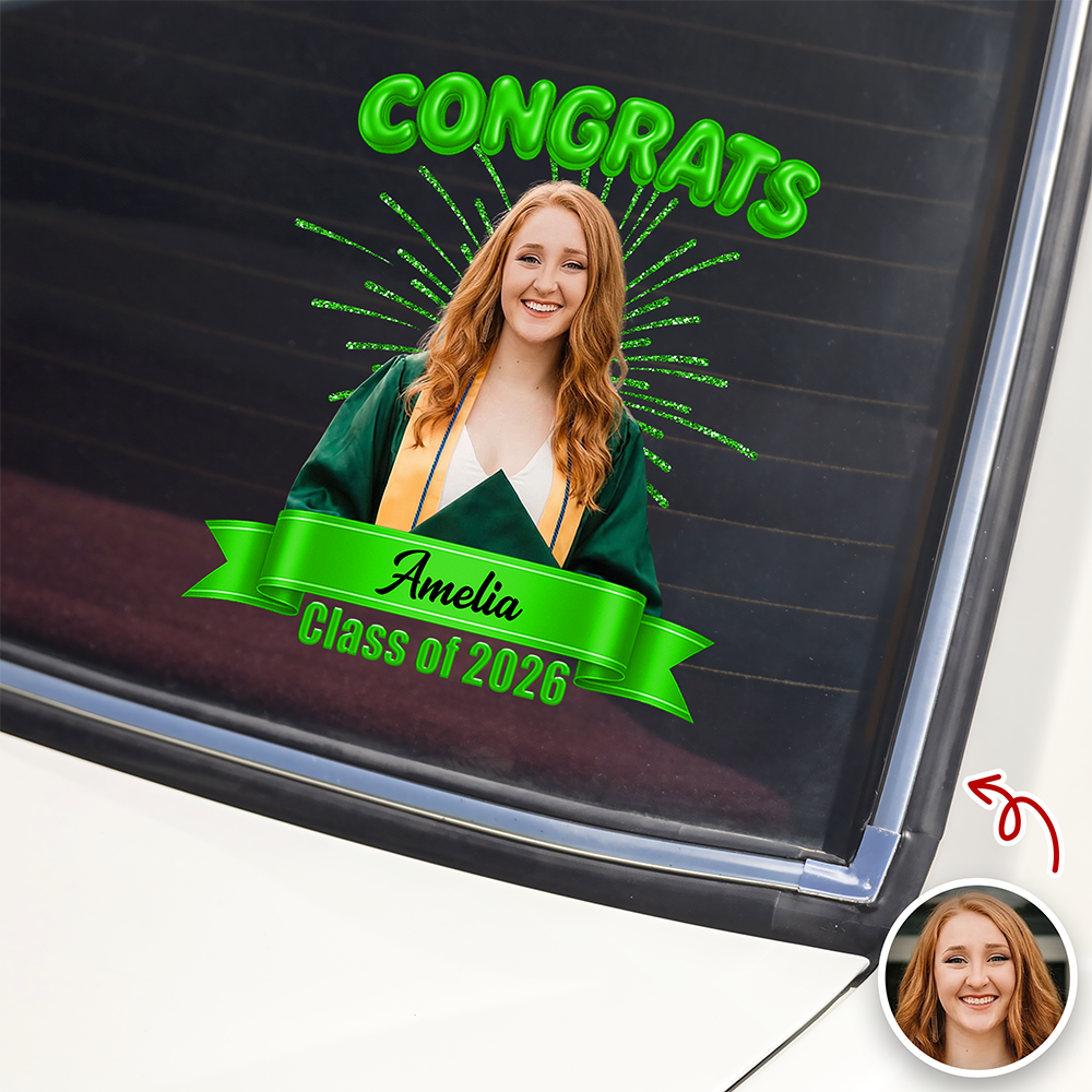 Custom Photo Class Of 2026 Graduation Car Window Decal Sticker HA75 920436