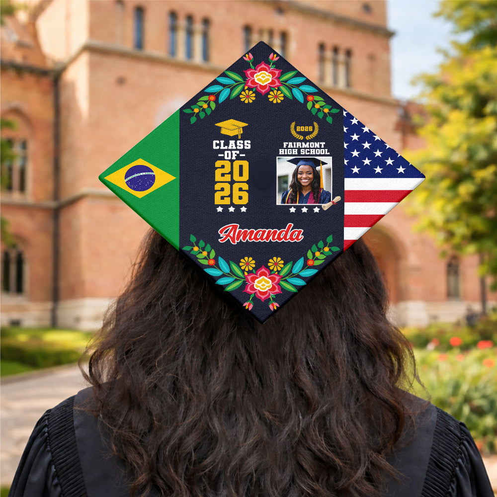 Personalized Country Flag Graduation Cap Topper Class of 2026 Gift CH07 910900