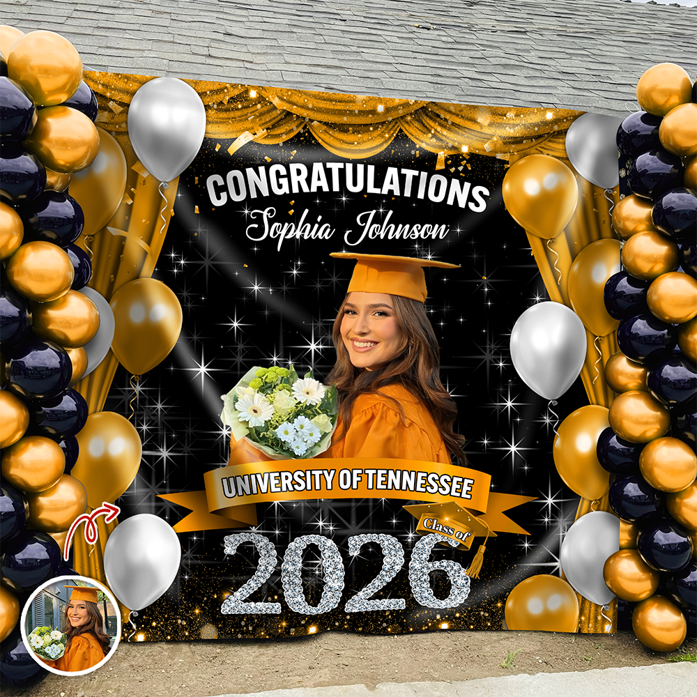 Custom Photo Class of 2026 Graduation Balloons Backdrop, Personalized Party Decor HO82 901876