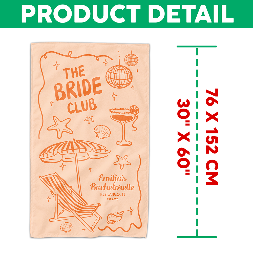 Personalized Bachelorette Beach Towel – Bridesmaids & Girls Trip Custom Towel Gift CH07 911010