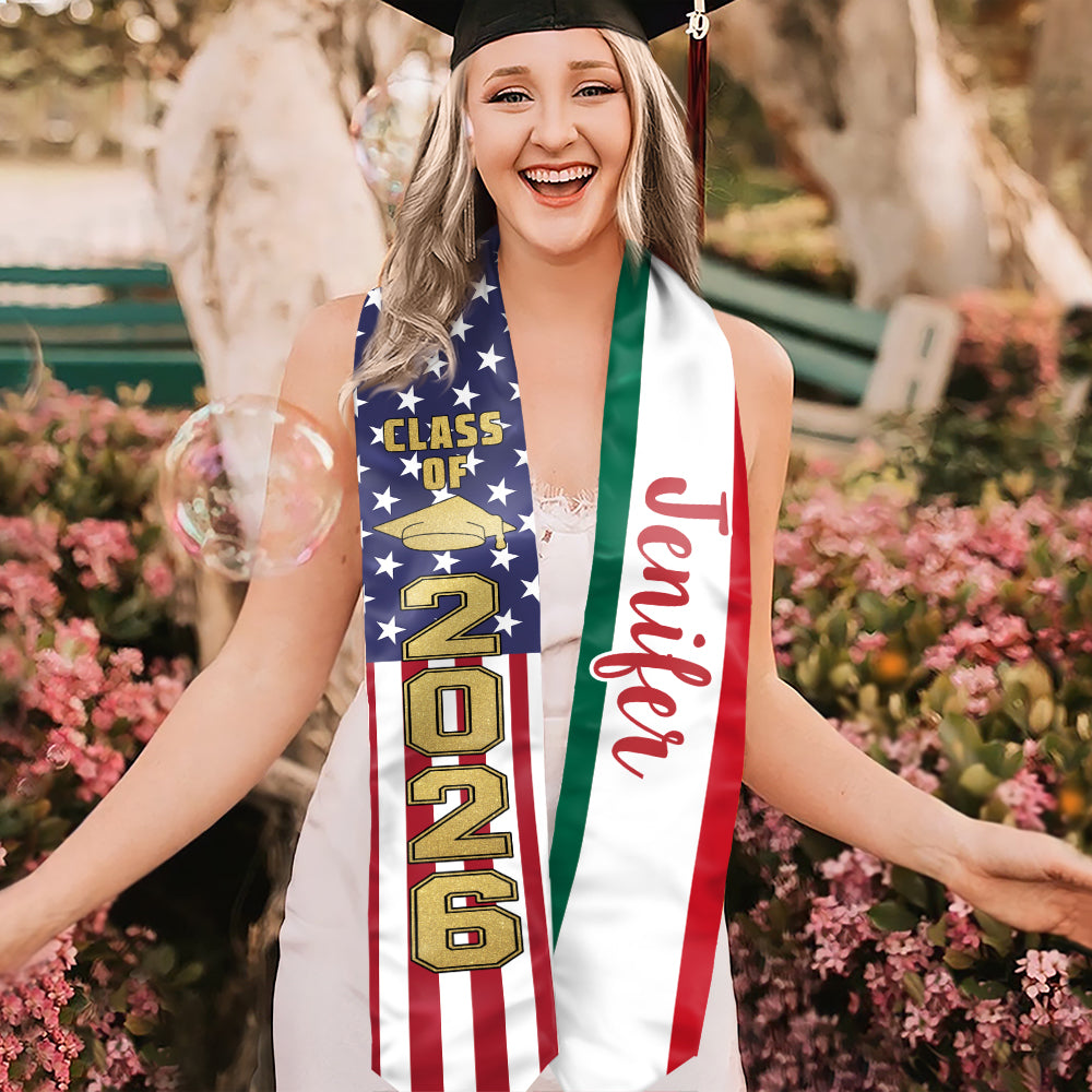 Custom Country Flag Class of 2026 Graduation Stoles HA75 898890