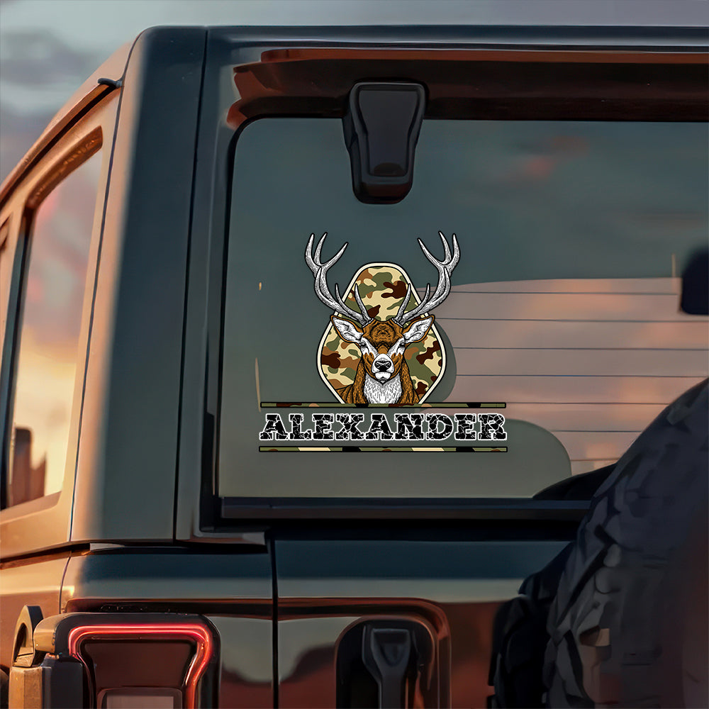 Custom Name Vintage Camo Deer Hunting Car Window Decal Sticker LM32 897297