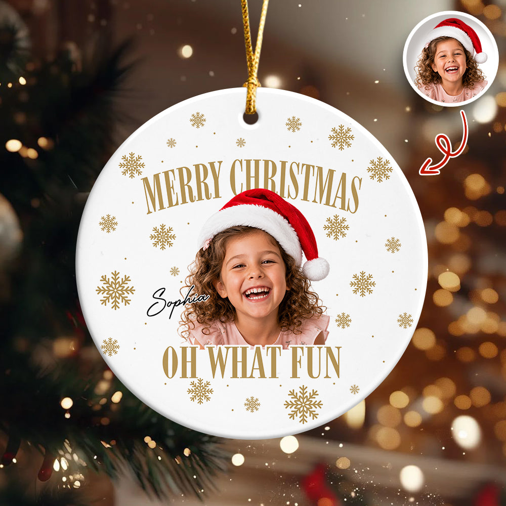Custom Photo Merry Christmas Making Memories Ceramic Ornament - Gift For Christmas, Family Gift HO82 903310