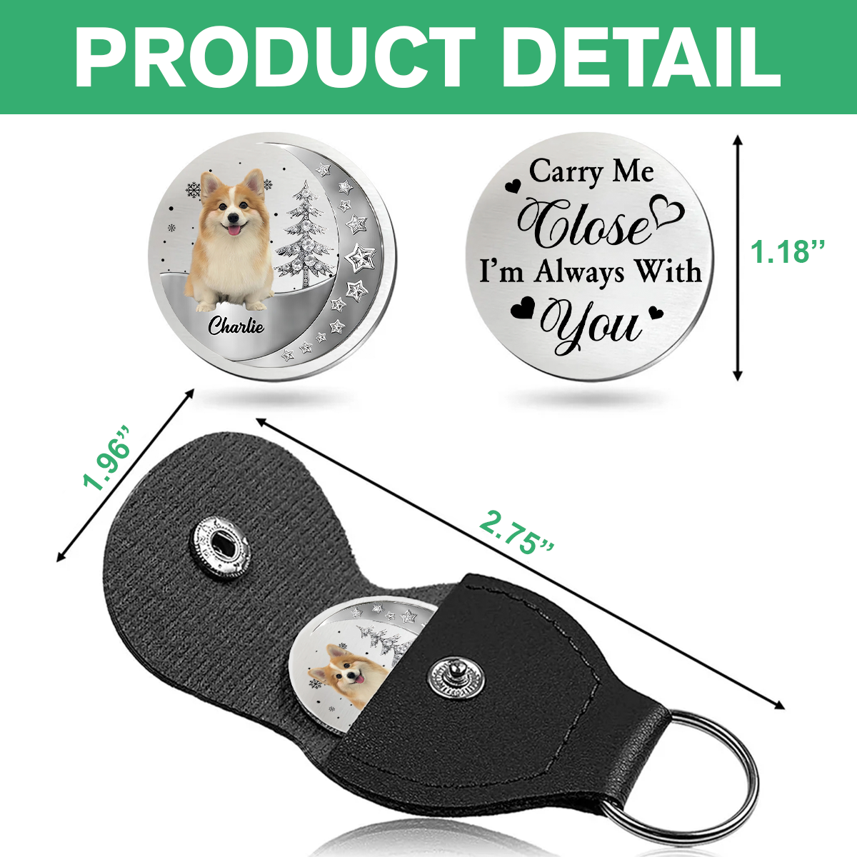 Custom Photo Carry Me Close I'm Always With You Memorial Pocket Hug HA75 897950