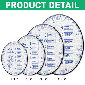 God Says I Am Name Letter In Bible Toile De Jouy Style - Personalized Stained Glass Suncatcher CH07 896962