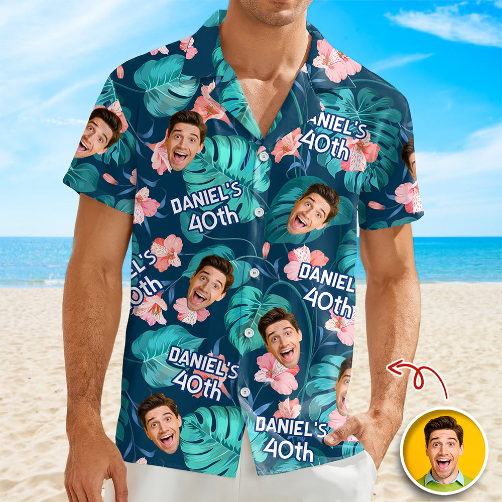 Custom Funny Face Birthday Aloha Hawaiian Shirt - Personalized Shirt Gift for Beach Party Outfit HA75 921118