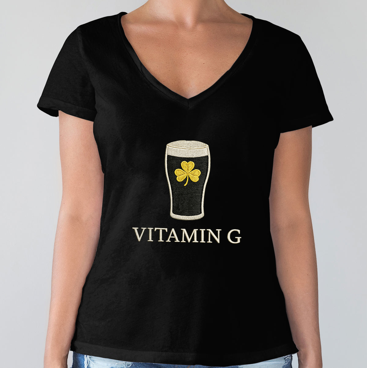 Vitamin G Embroidered Effect Funny Irish Beer Patrick's Day Shirt LM32 899199