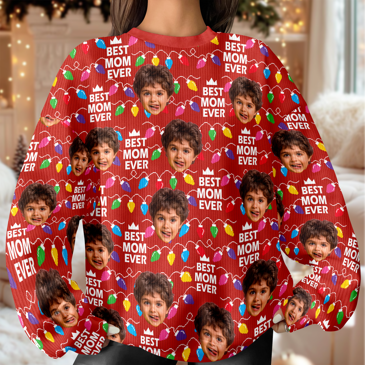 Best Mom Dad Ever Christmas Light - Personalized Ugly Sweater CH07 899394