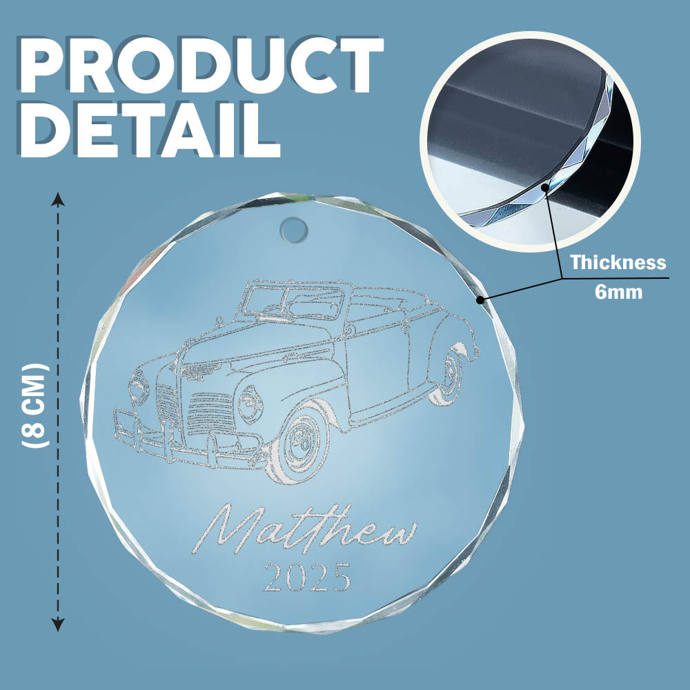 Custom Car Photo Christmas Engraved Glass Ornament TH10 894333