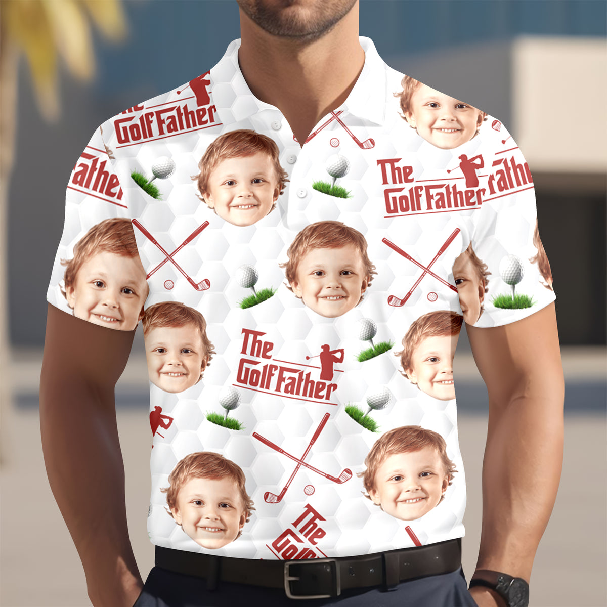 Custom Funny Face The Golf Father Polo Shirt Gift For Golfer, Golf Lovers CH07 899800