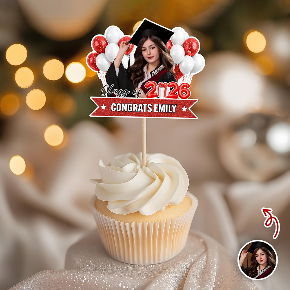 Custom Senior Photo Class Of 2026 Cupcake Topper Graduation Party CH07 910666