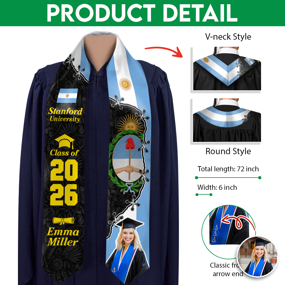 Custom Photo Nationality Republic - Class of 2026 Graduation Stole LM32 897973