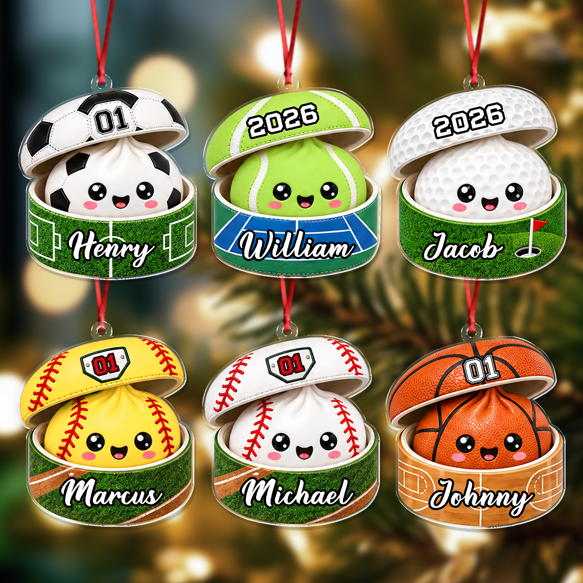 Personalized Sport Dumpling Acrylic Ornament, Festive Keepsake for Sports Lovers HA75 919366
