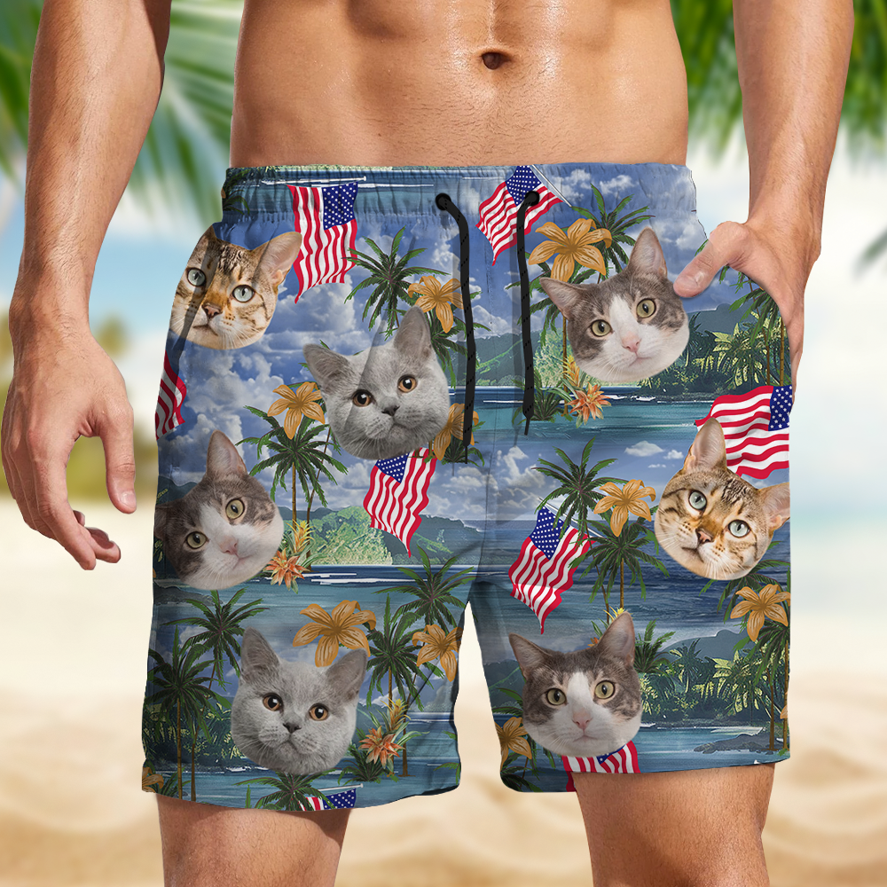 Custom Photo My American Spirit Beach Short - Gift For Family Members, Pet Owners, Pet Lovers LM32 893647