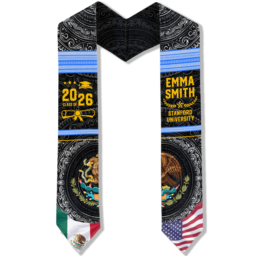 Custom Name Country Flag Class of 2026 Graduation Celebration Stole LM32 897689