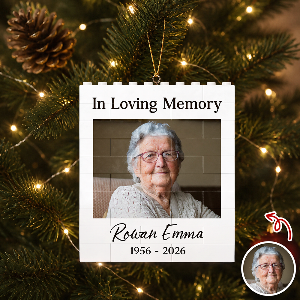 Personalized Memorial Photo In Loving Memory Christmas Building Blocks Ornament CH07 180446
